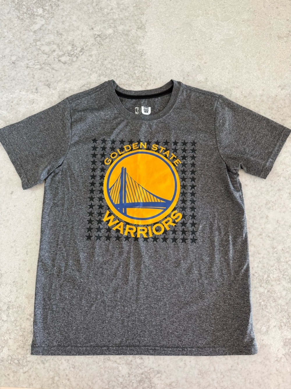 NBA Golden State Warriors Gray and Yellow Logo Tee
